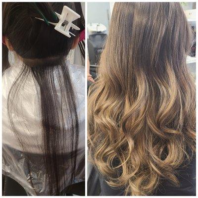 Balayage: before & after #hairbychua