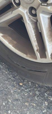 Gash in tire after using car wash