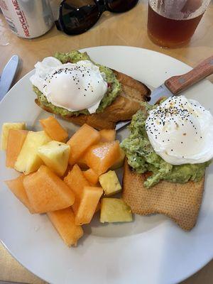 Avocado toast with a poached egg