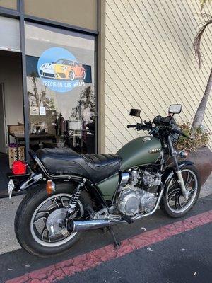 Motorcycle wrapped by 3M Military green