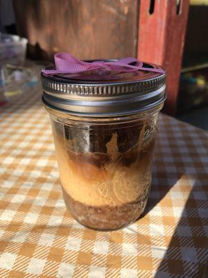 Baked goods booth my grandmother made pumpkin mousse pies in jars!