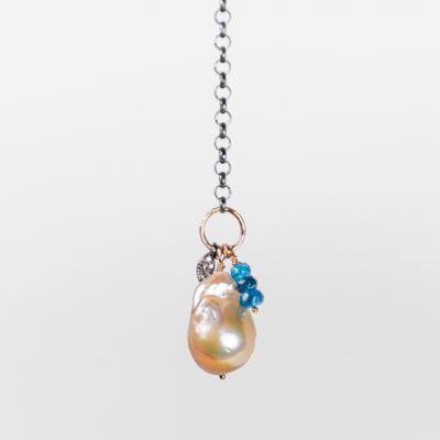 Baroque Pearl with Pavé Diamond and Gold Necklace