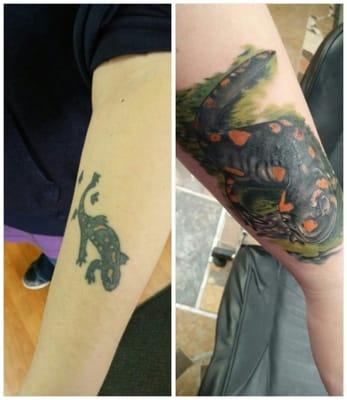 The left is the before from Hamburg Dermagraphics. The right is the cover up done by Mark from Eternal Ink.