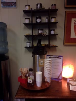 There is always free hot tea from locally grown Farmacy Herbs tea company at Traditional Eastern Medicine. @tradeastmed