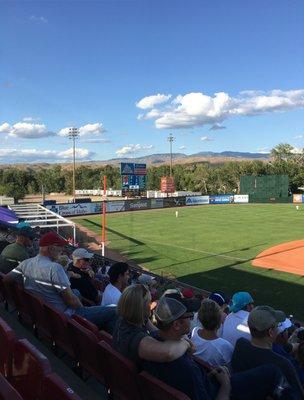 The park is located next to the Boise River with a nice view of the Sawtooth Mountains.