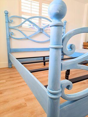 Hand painted King Size bed frame using all natural DIY Clay based paint