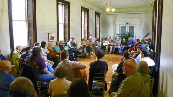 Members of the Folk Music Society of NY and audience enjoy a Sea Shanty Session, which take place on the 3rd Sun. of every month