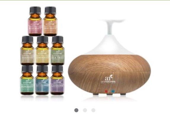 Diffusers and essential oils including roll on by Young Living.