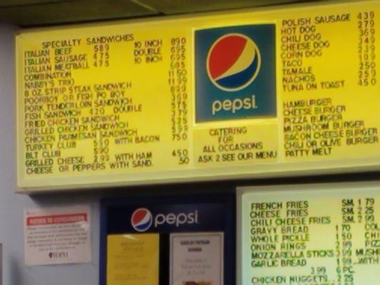 Menu board