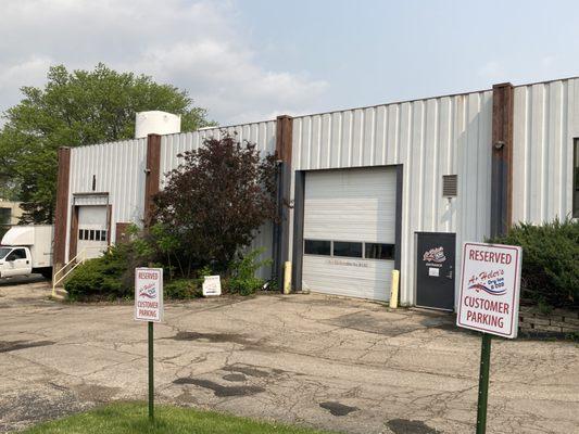 Front entrance door, Loading Docks, over-the-counter customer parking