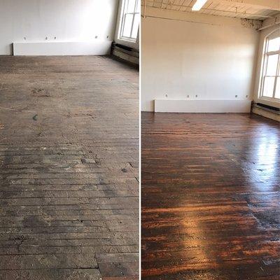 Before after hardwood restoration.