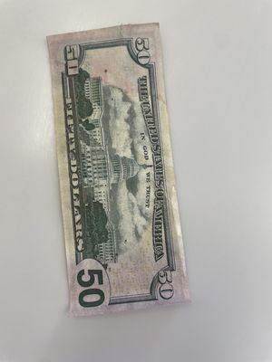 Back of fake bill