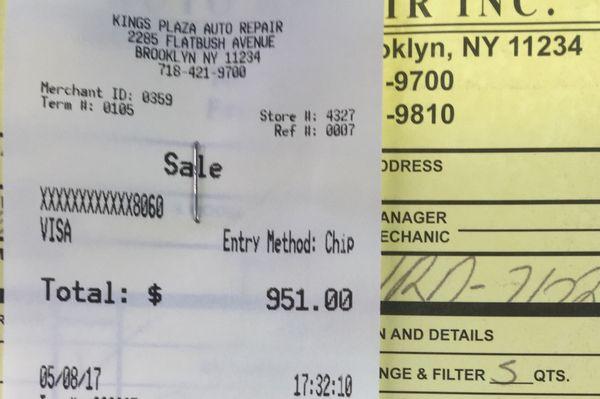 Very costly bill and they did not detect broken motor mounts or put transmission fluid in the car.  Result: transmission is ruined!