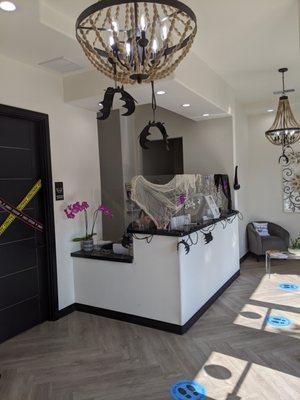 Reception area with Halloween Decorations