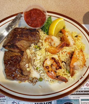 6 oz Sirloin with Shrimp & Rice Special