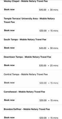 Travel Fees are due prior to appointment and are in addition to the $10.00 per notarized signature. Add 3% for Debit/ Credit card payments.