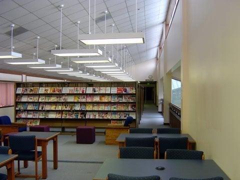 Mezzanine level seating area.