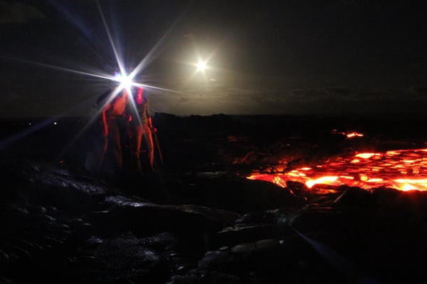 My wife and I hiking on an active lava field in Hawaii.