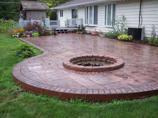 Stamped Patio with Fire pit!