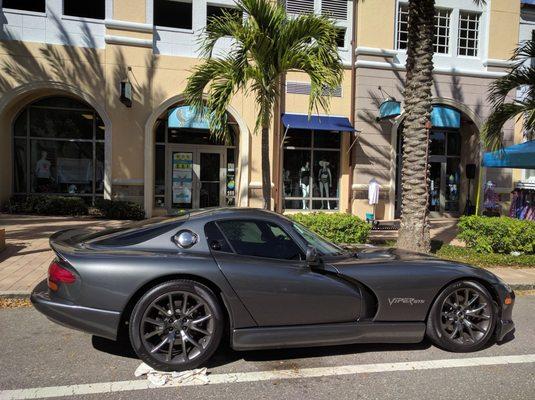 Nice limited edition Viper GTS outside cerulean Blu, downtown St Petersburg