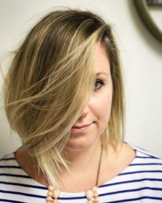 Asymmetrical Bob cut by Karina