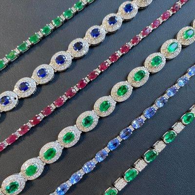 Gemstone bracelets.