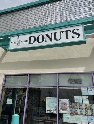 Outside view of New York Donuts.