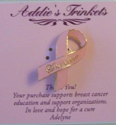 "Survivor" Pink Ribbon Pin order#1015-S @$10.00