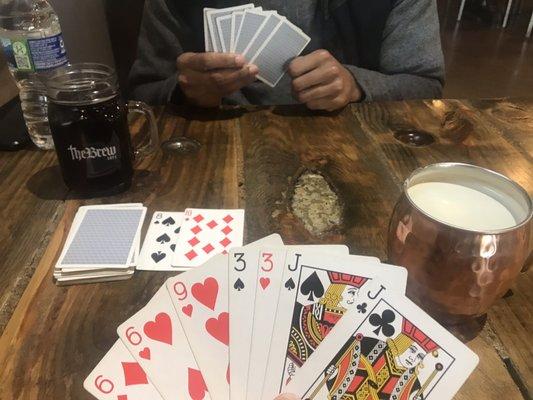 Cards and coffee date with my love! Nitro for me and cold brew for him. Who is going to win this rummy hand?!