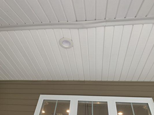 Ceiling trim in porch bowing out