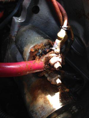 Corroded connections, hard start, low voltage, fire hazard