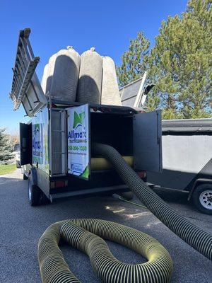 Huge hoses to collect all the dust and debris