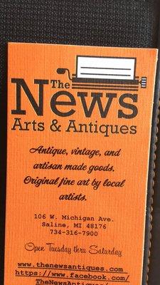 Have you heard The News? We bought the old Saline Reporter building and renovated it to be the new home for The News Arts & Antiques!