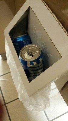 Beer cans @ 11a in the only semi-clean stall.