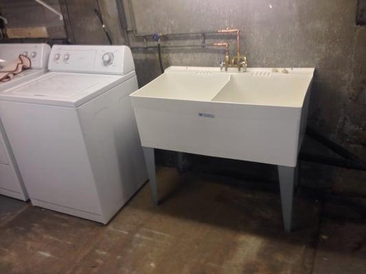 New Laundry tub installation along with complete water line and drain replacement in Haddon Heights, N.J.