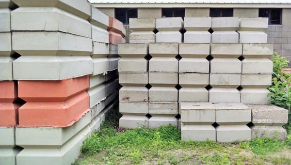 We have lots of retaining wall blocks with both male and female ends for sale