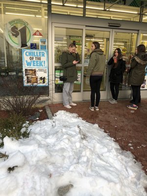 Dollar Tree store people waiting for someone to open