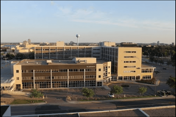 Wide shot of medical center