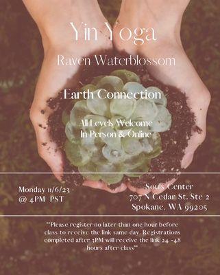 Yin Yoga Classes Every Monday 4Pm PST In Person & Online