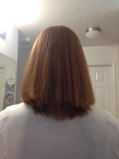 my butchered hair job, 2 inches cut off  , went in with one length of hair. got this