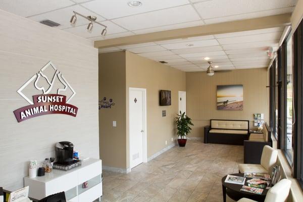 Renovated Reception.  Modern Looking and Stress Free/Spacious area.  Coffee, TV, and Comfy Seats.