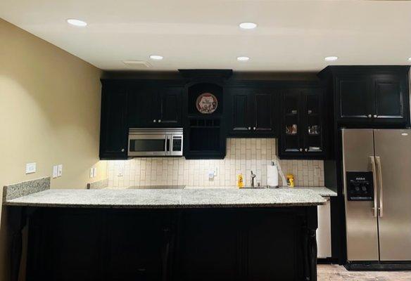 Recessed and under cabinet lighting.