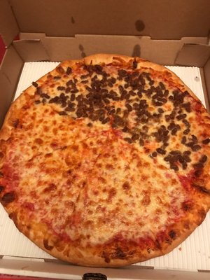 Half Ground beef pizza