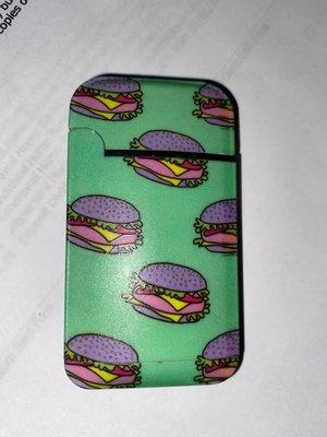 ZENGAZ Lighter w/hamburgers. Looks like a crabby patty off SpongeBob!