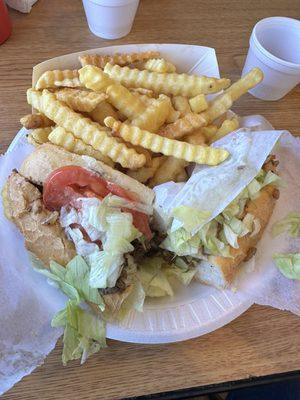 Cheesesteak and fries