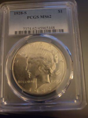 1928 S Peace dollar MS62