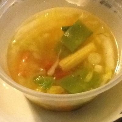 Chinese Vegetable Soup.. a perfect clear broth that's got cabbage, onions, carrots, pea pods, baby corn, and mushrooms.