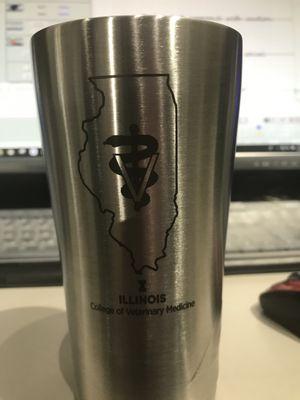 Laser engraving on stainless steel mug