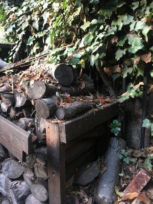 The fire wood storage falling apart and taking down your fence and gate? I can do that too...