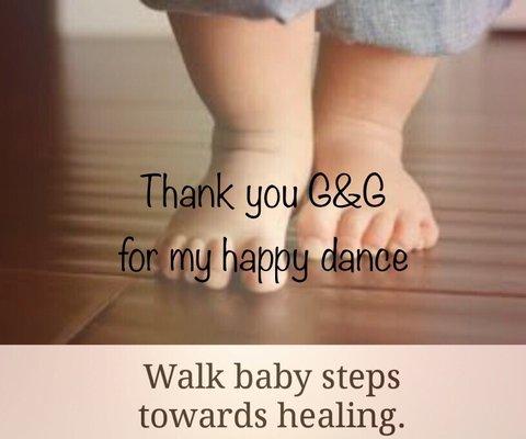 It was an exciting day. With my PT by my side, I took my first steps. It felt so good.